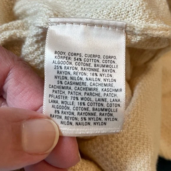 ANTHROPOLOGIE Knitted & Knotted Ivory Cardigan Felt Leaf Cashmere Cotton NWT - Picture 15 of 16